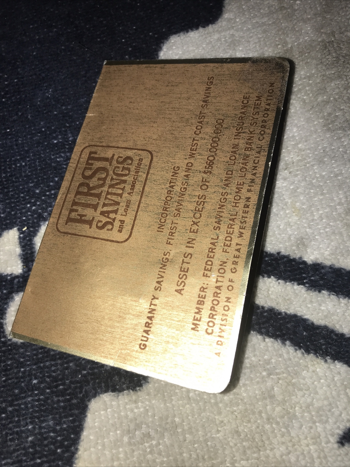 Vtg 1936 First Savings Loan Association Sf Cali Great Western Bank Swag Needles