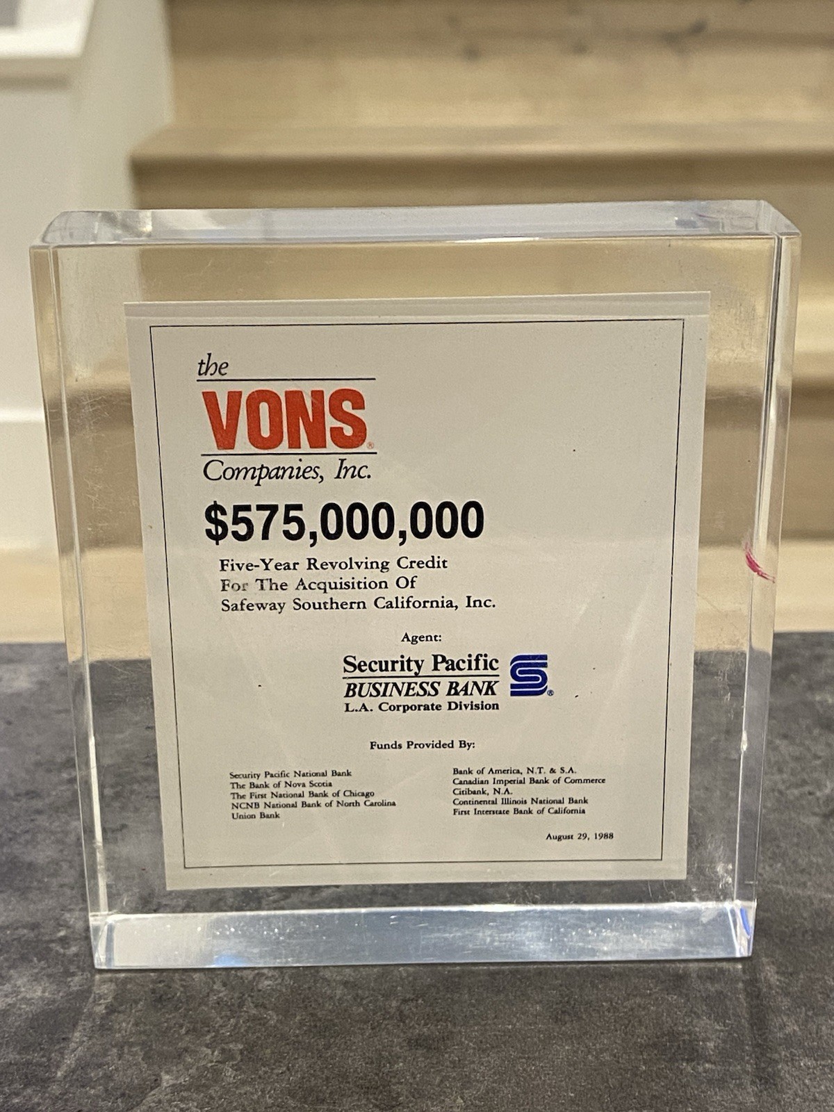 VONS Lucite Tombstone $575,000,000 Revolving Credit NYSE Lehman Brothers