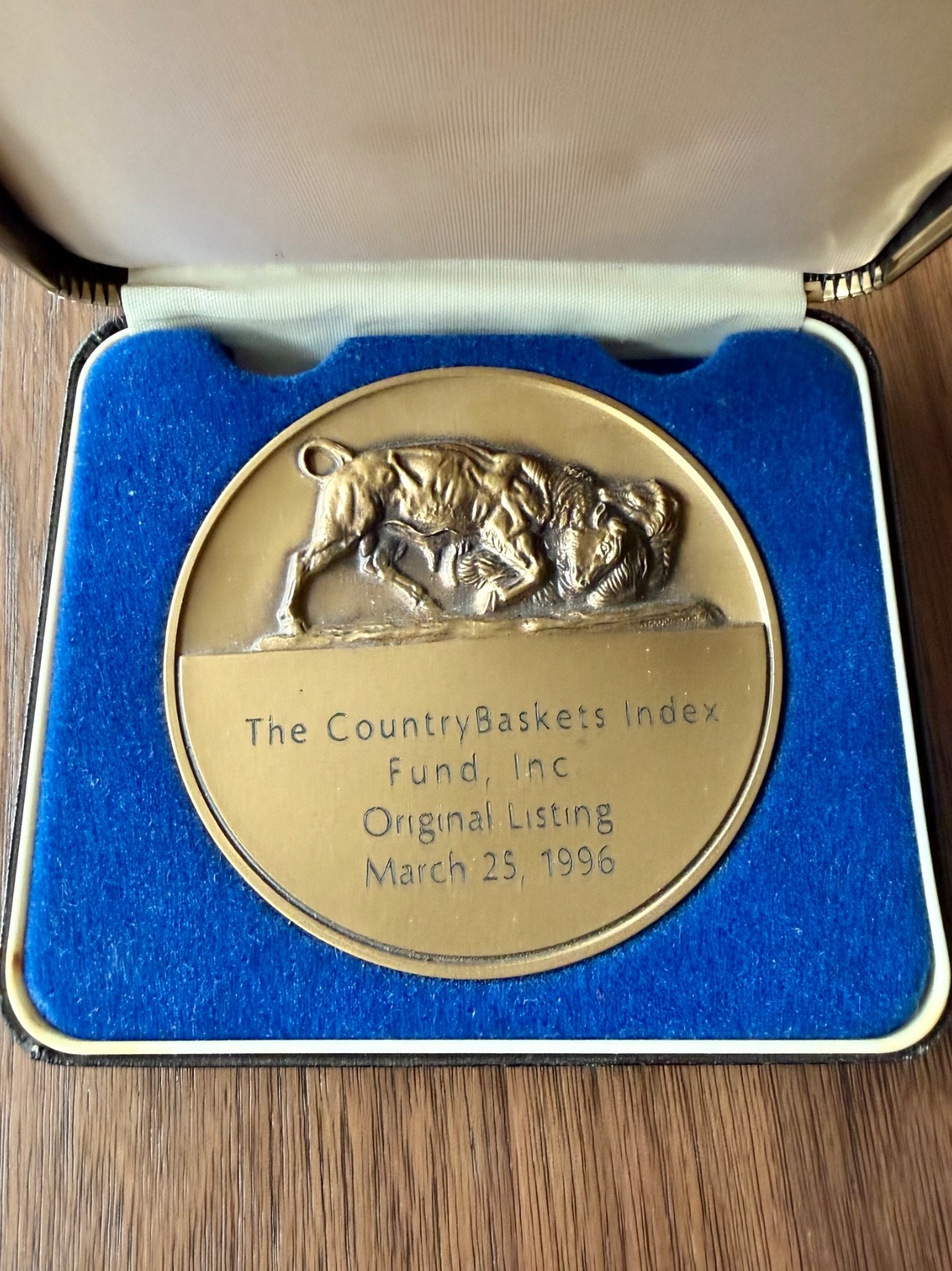 NYSE CountryBaskets Index Fund original listing commemorative bronze medallion