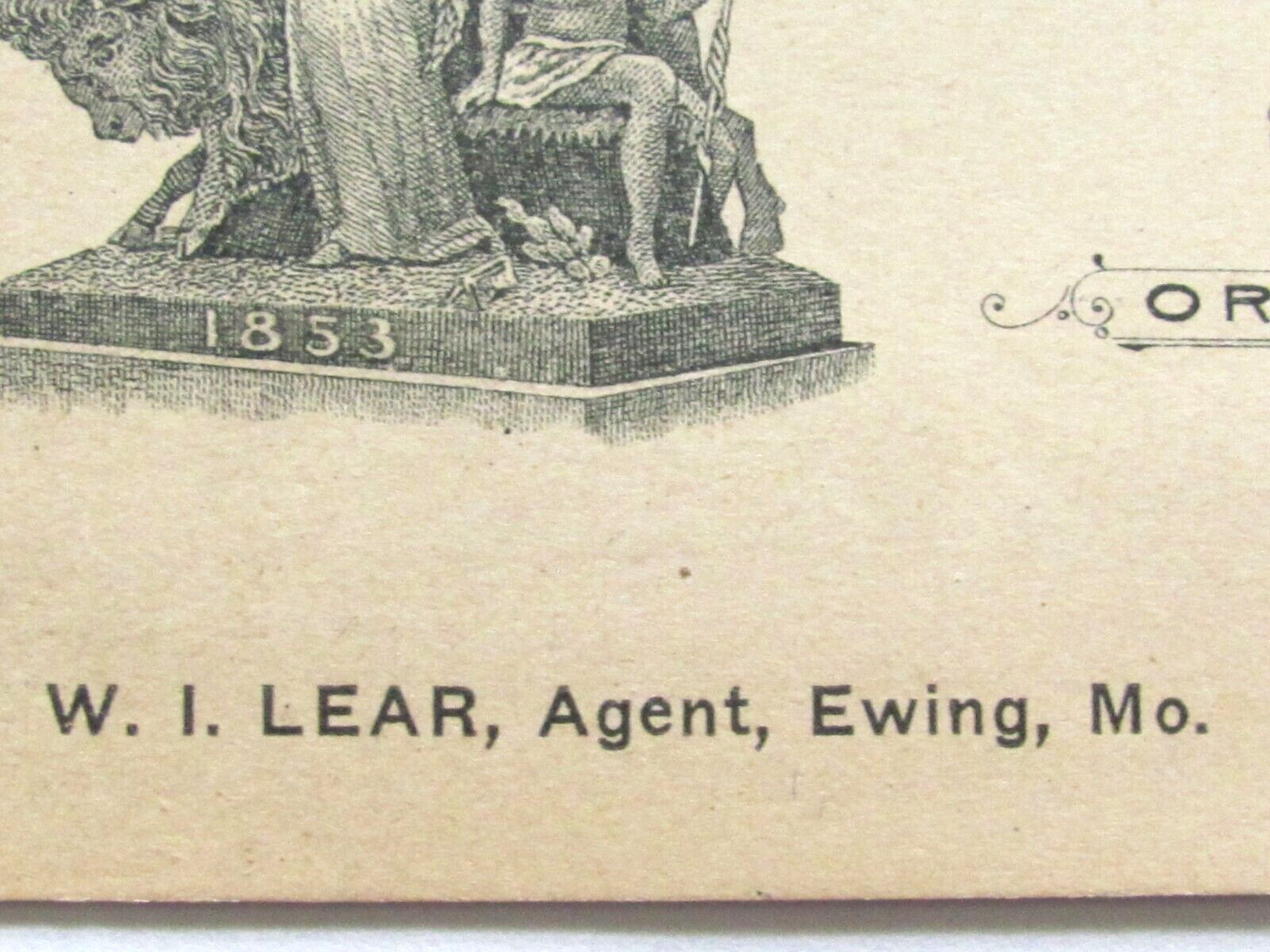 1916 BUSINESS TRADECARD AMERICAN CENTRAL INSURANCE ST LOUIS – W I LEAR EWING MO
