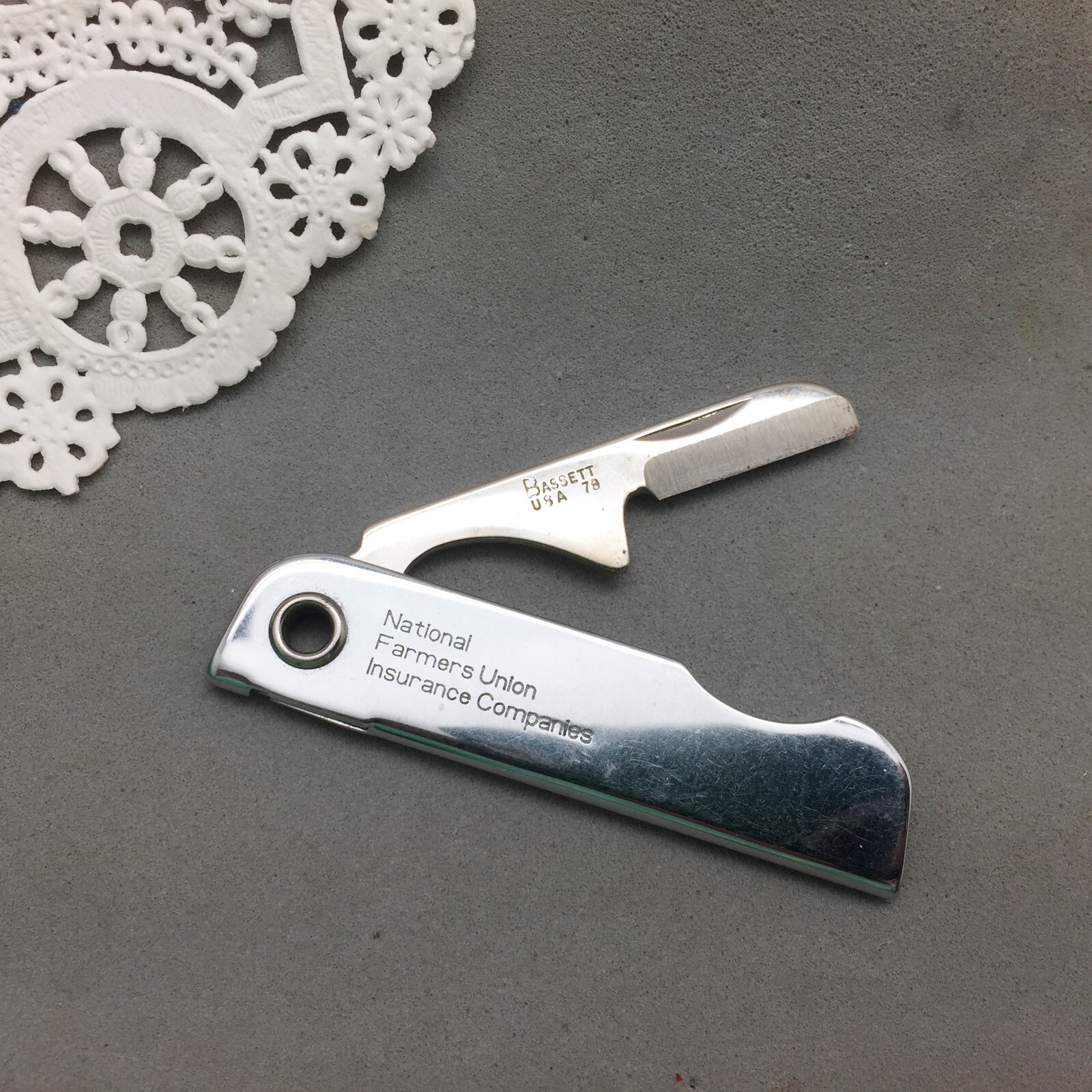 National Farmers Union Insurance Companies Advertising Fob Knife Bottle Opener