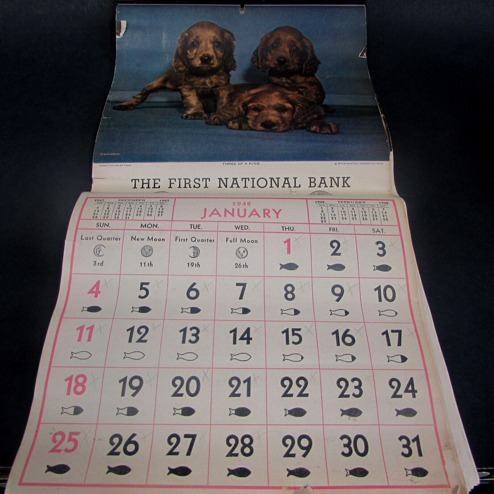 1948 THE FIRST NATIONAL BANK – MOSCOW PA – PROMOTIONAL CALENDAR