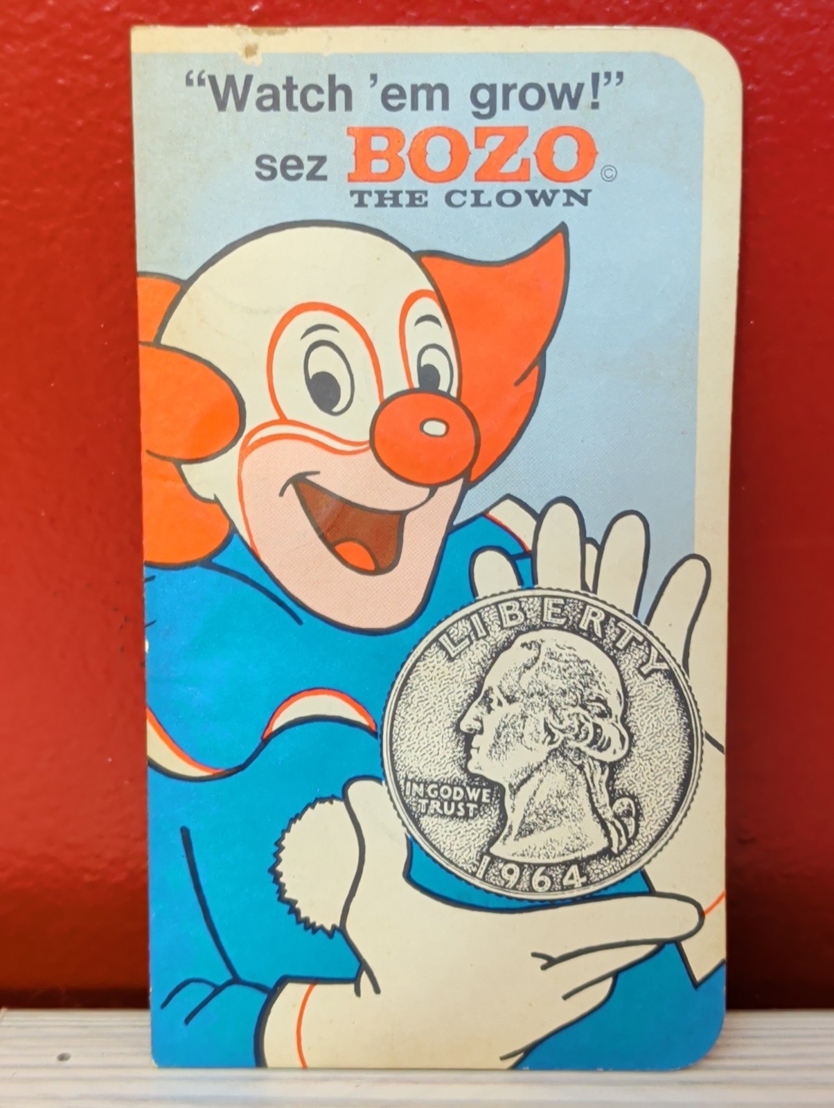 1972 Larry Harmon’s BOZO The Clown Coin Saver Quarter Bridgeville PA BANK 6×3.5