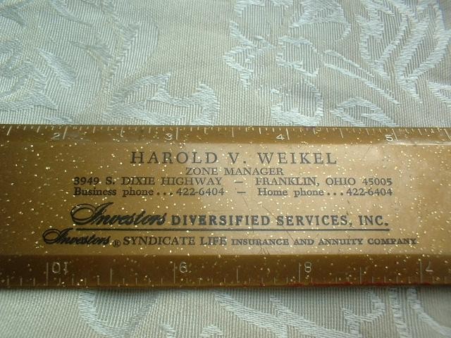 OLD HAROLD V WEIKEL INVESTORS DIVERSIFIED SERVICES INSURANCE FRANKLIN OHIO RULER