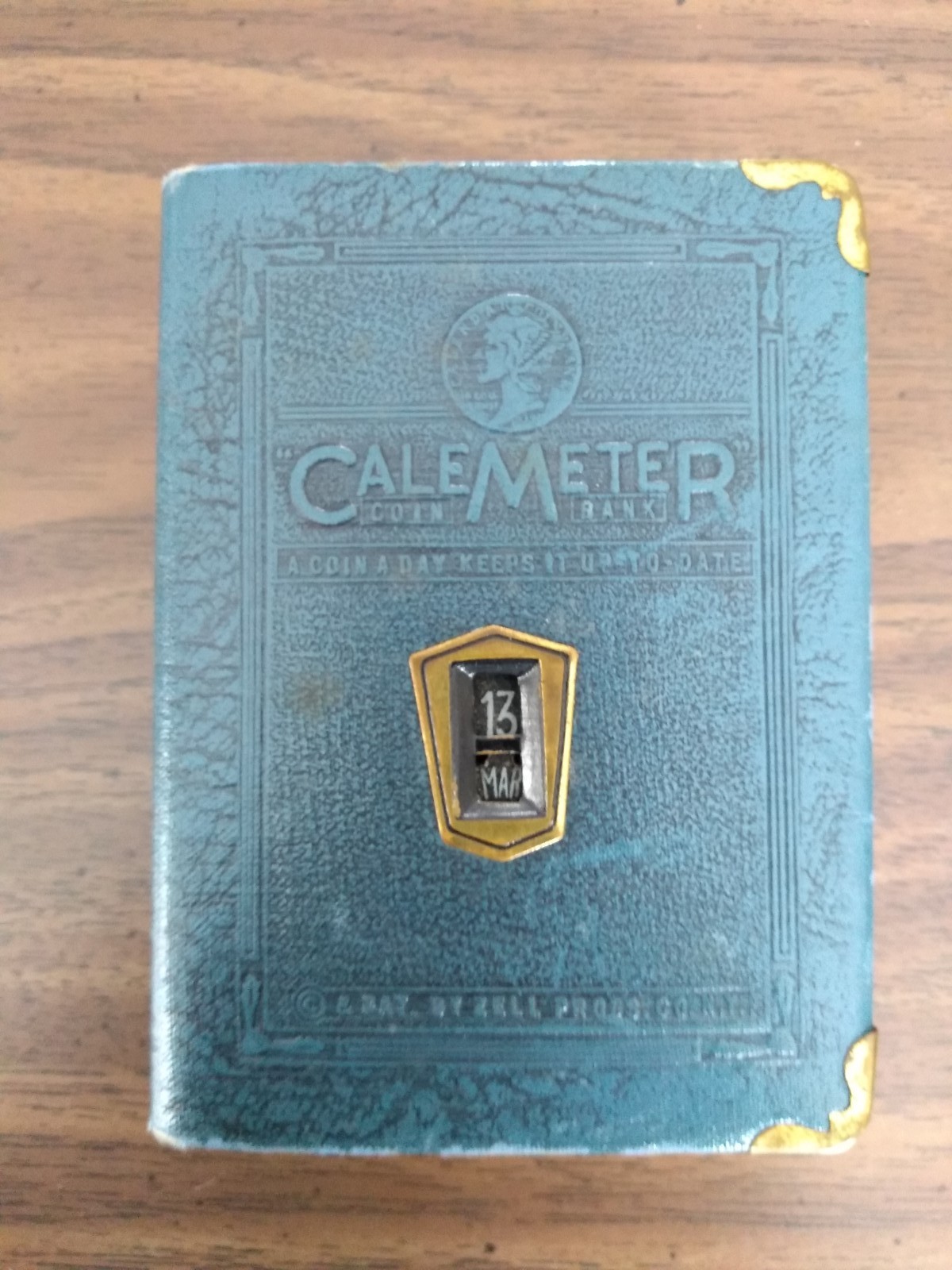 Sun Life Insurance Calemeter Baltimore Vintage Book Coin Bank Blue No Key
