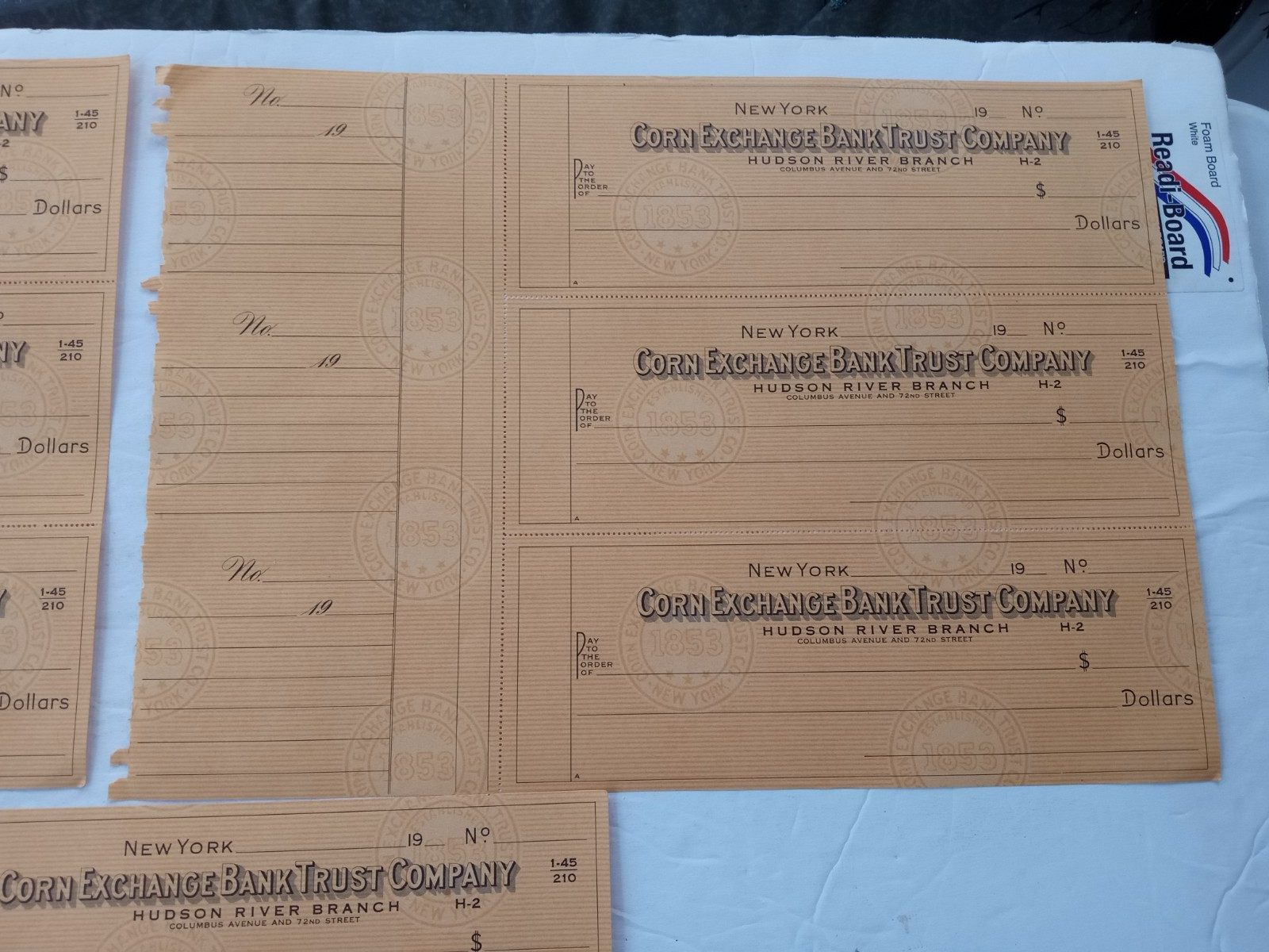 CORN EXCHANGE BANK TRUST Co. Hudson River NY Branch (9) Blanck Checks c.1945-50