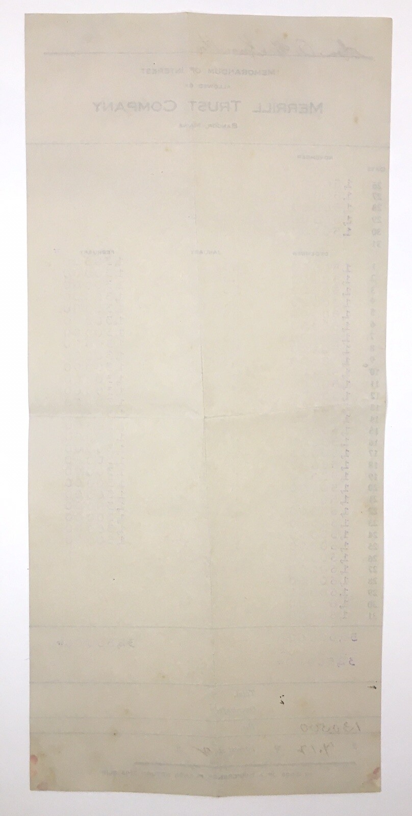Merrill Trust Company Bangor Maine Memorandum of Interest Document