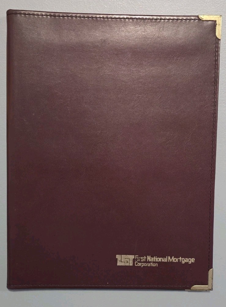 Vintage First National Mortgage Corporation Faux Leather Closing Document Folder