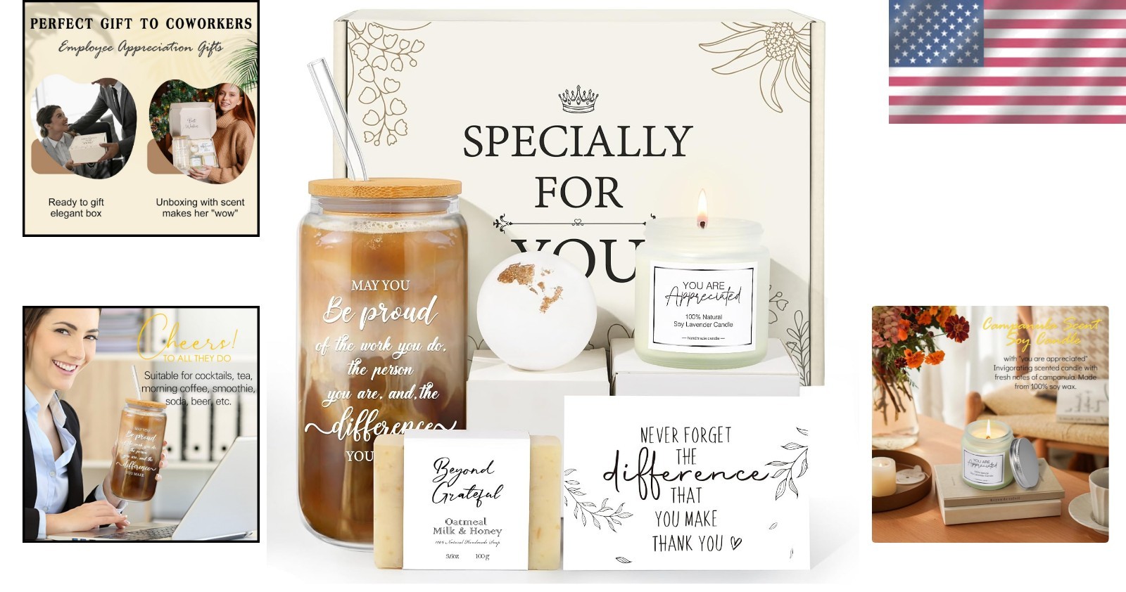 Beautiful Employee Thank You Gift Box – Includes Spa Gifts & Glass Reminder