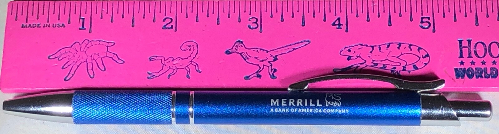 MERRILL LYNCH BLUE PEN BULL LOGO FINGERGRIP POCKET CLIP PUSH BUTTON STYLISH
