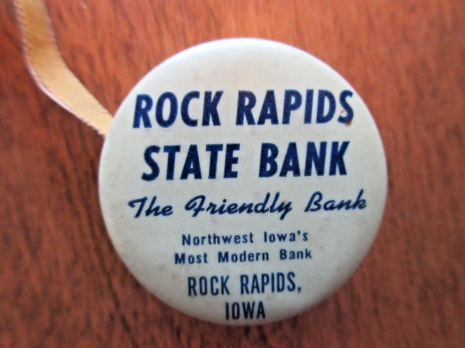 Rock Rapids Iowa State Bank tape measure. “The Friendly Bank”