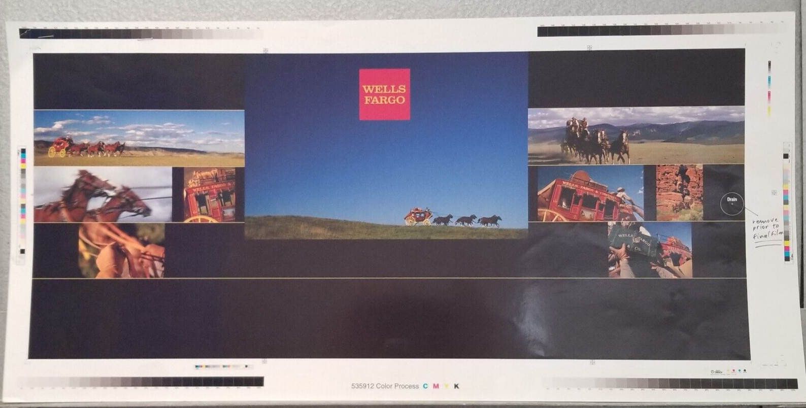 Wells Fargo Advertising Preproduction Art Work Stagecoach Horses Mountain 2005