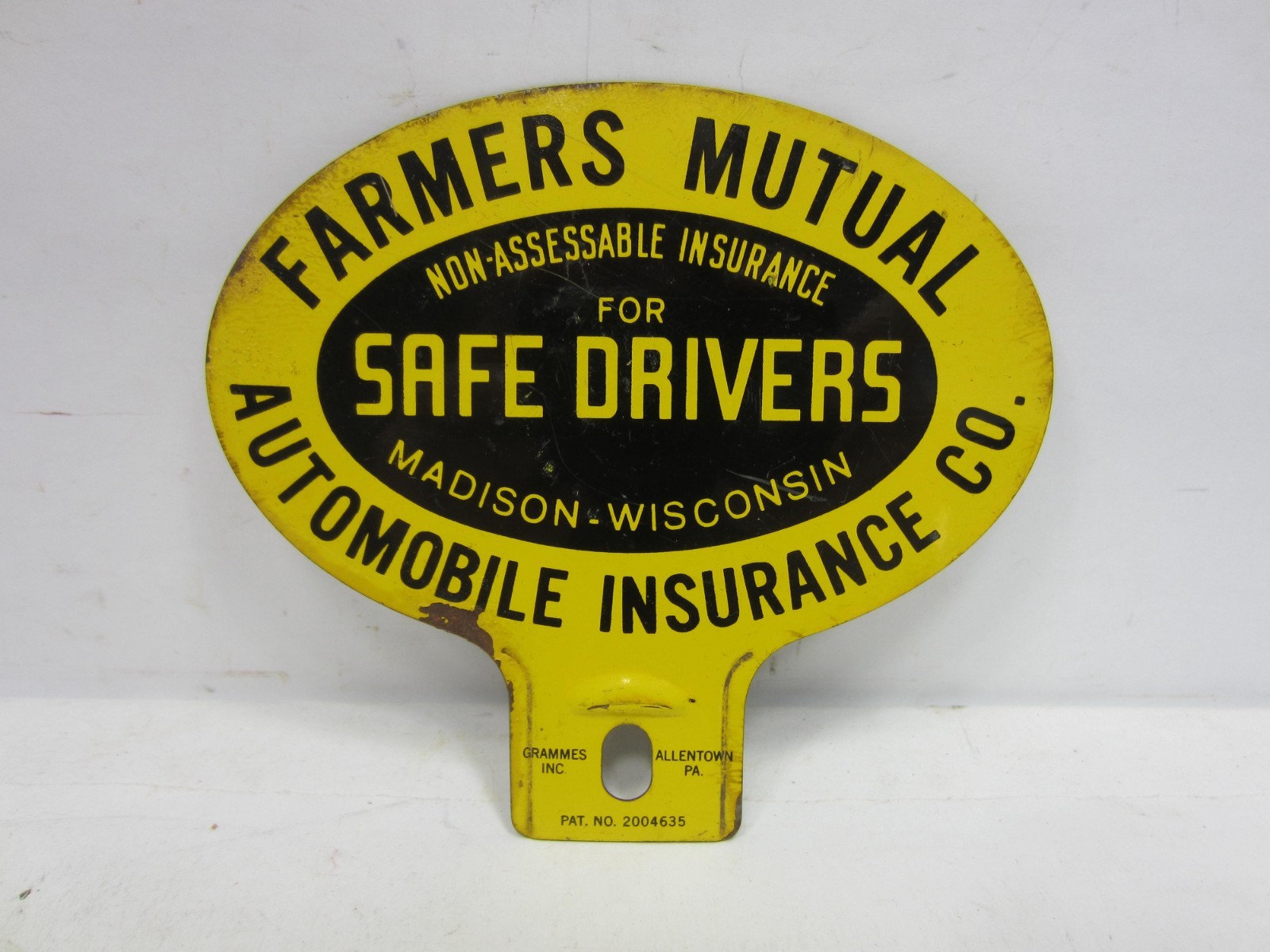Vintage Farmers Mutual Auto Insurance License Plate Topper