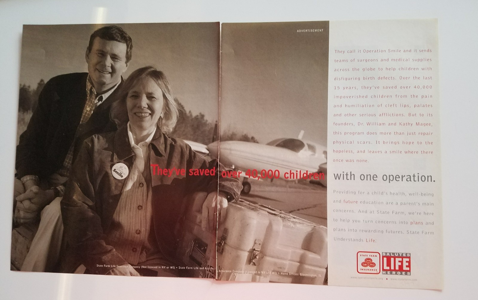 1997 State Farm insurance co Operation Smile dr. William Kathy Magee ad