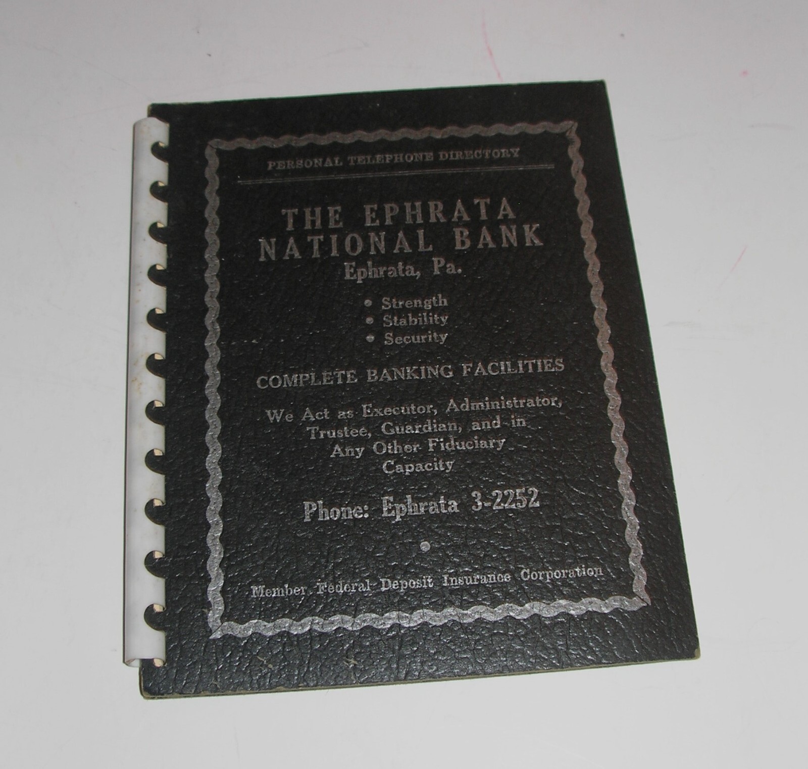 Vintage EPHRATA NATIONAL BANK Pennsylvania Advertising phone book register 1952
