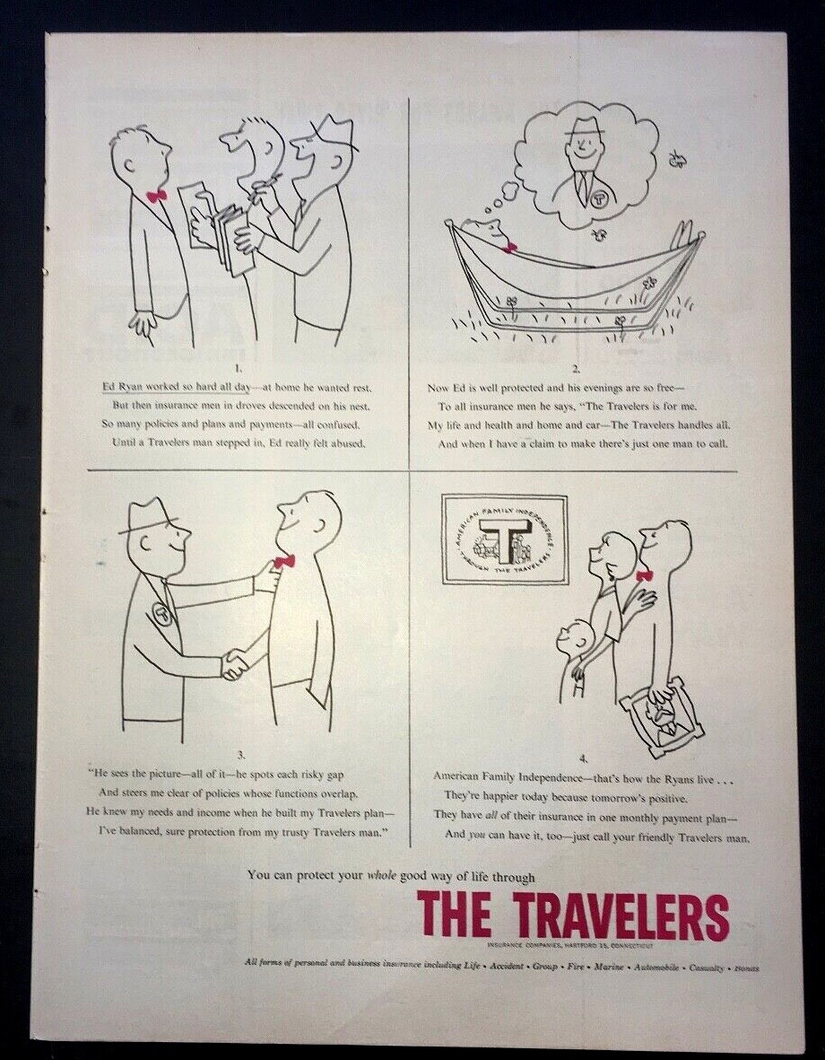 Life Magazine Ad THE TRAVELERS INSURANCE COMPANIES 1958 Ad