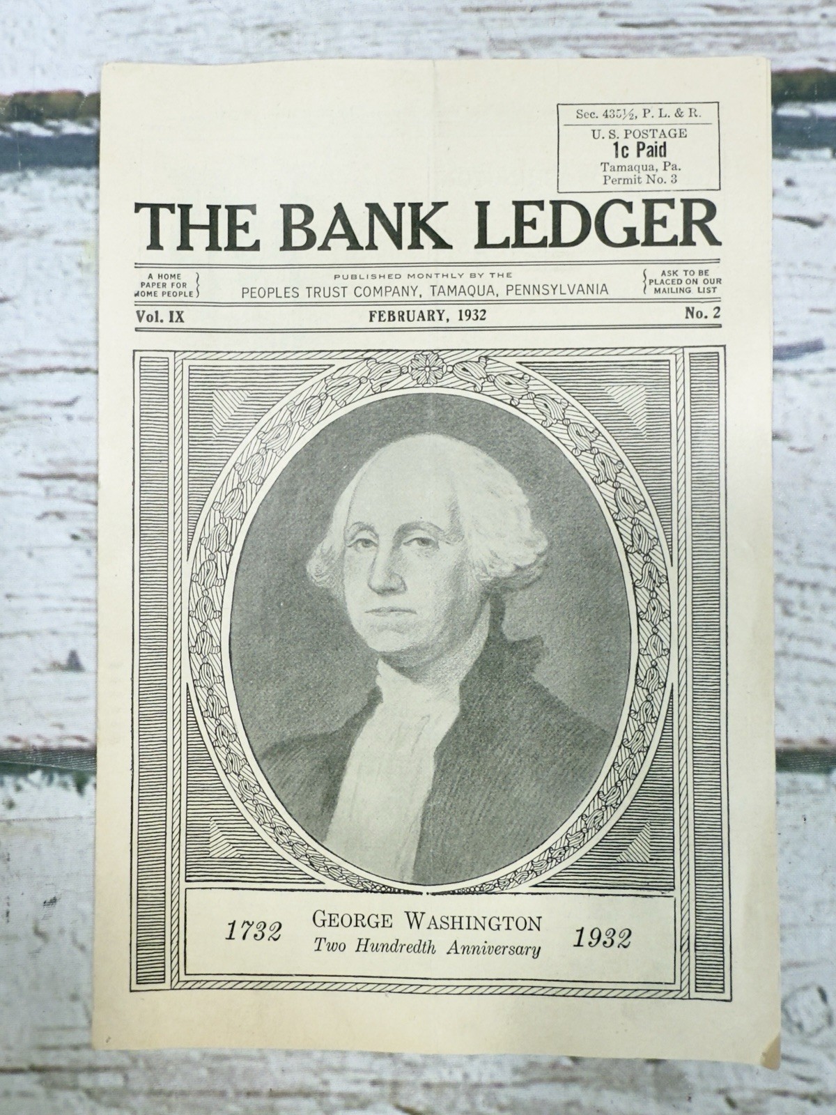 VTG The Bank Ledger Peoples Trust Company Tamaqua PA 1932 Magazine No. 2 READ