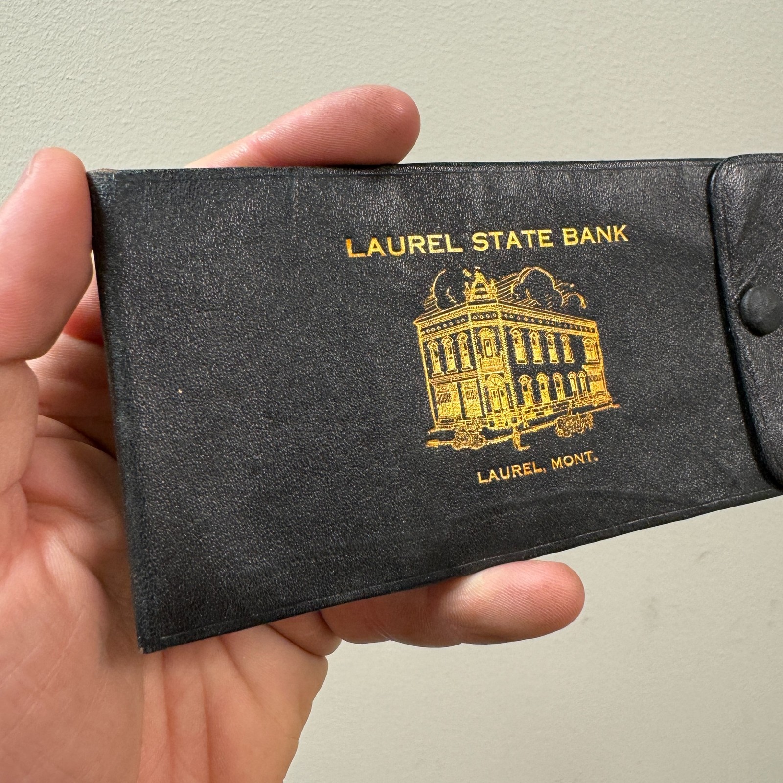Vintage c.1900s LAUREL STATE BANK Advertising Leather Wallet – Laurel, Montana