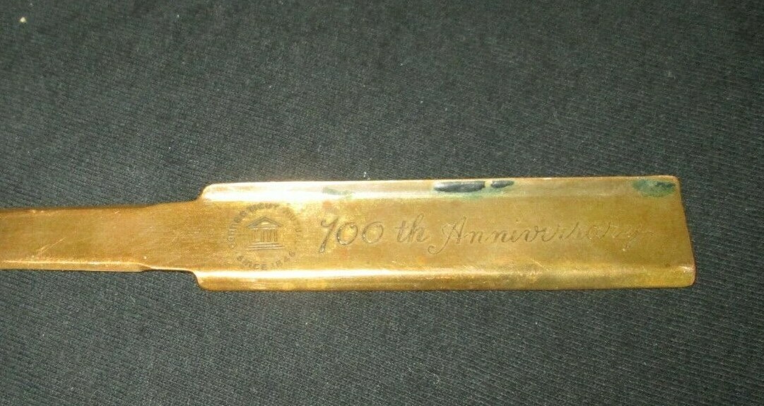 vintage BRASS LETTER OPENER 100 TH ANNIVERSARY CONNECTICUT MUTUAL SINCE 1846