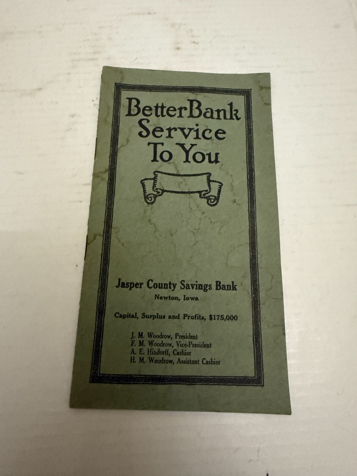 1916 Better Bank Service For You Jasper County Iowa Savings Bank Booklet