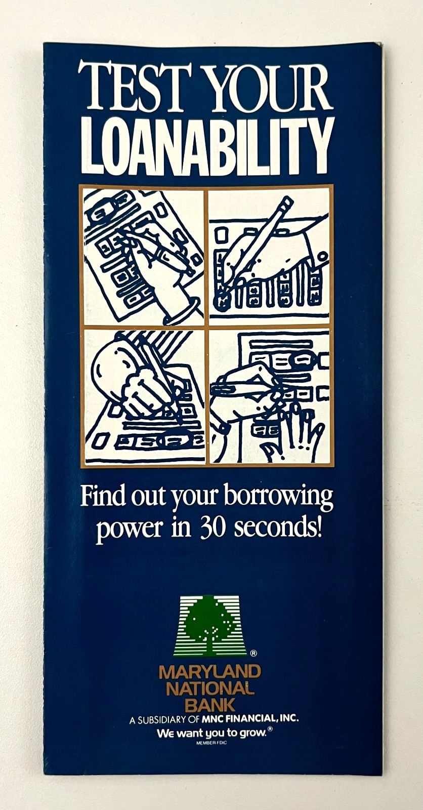 1988 Maryland National Bank Borrowing Power VTG Loans Financial Brochure