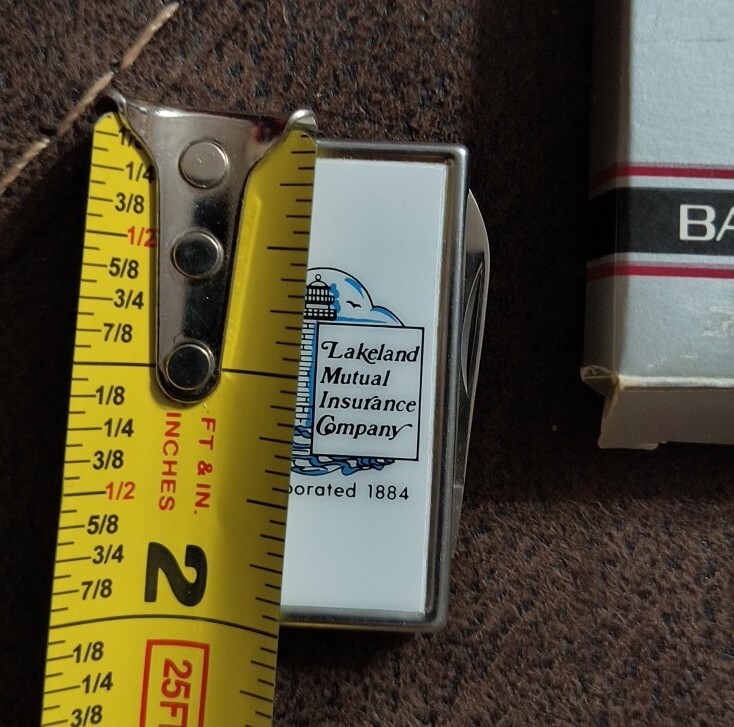 Vintage Barlow Lakeside Mutual Insurance Company Money Clip Knife IOB