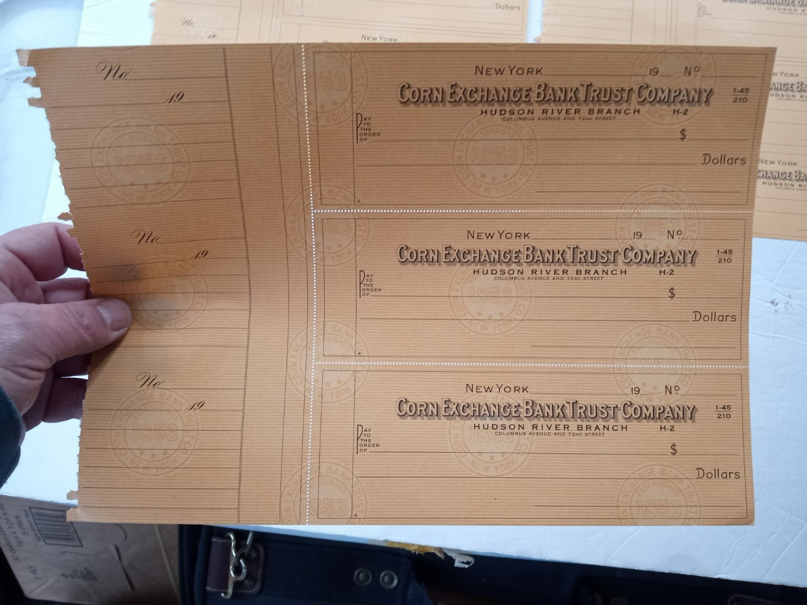 CORN EXCHANGE BANK TRUST Co. Hudson River NY Branch (9) Blanck Checks c.1945-50