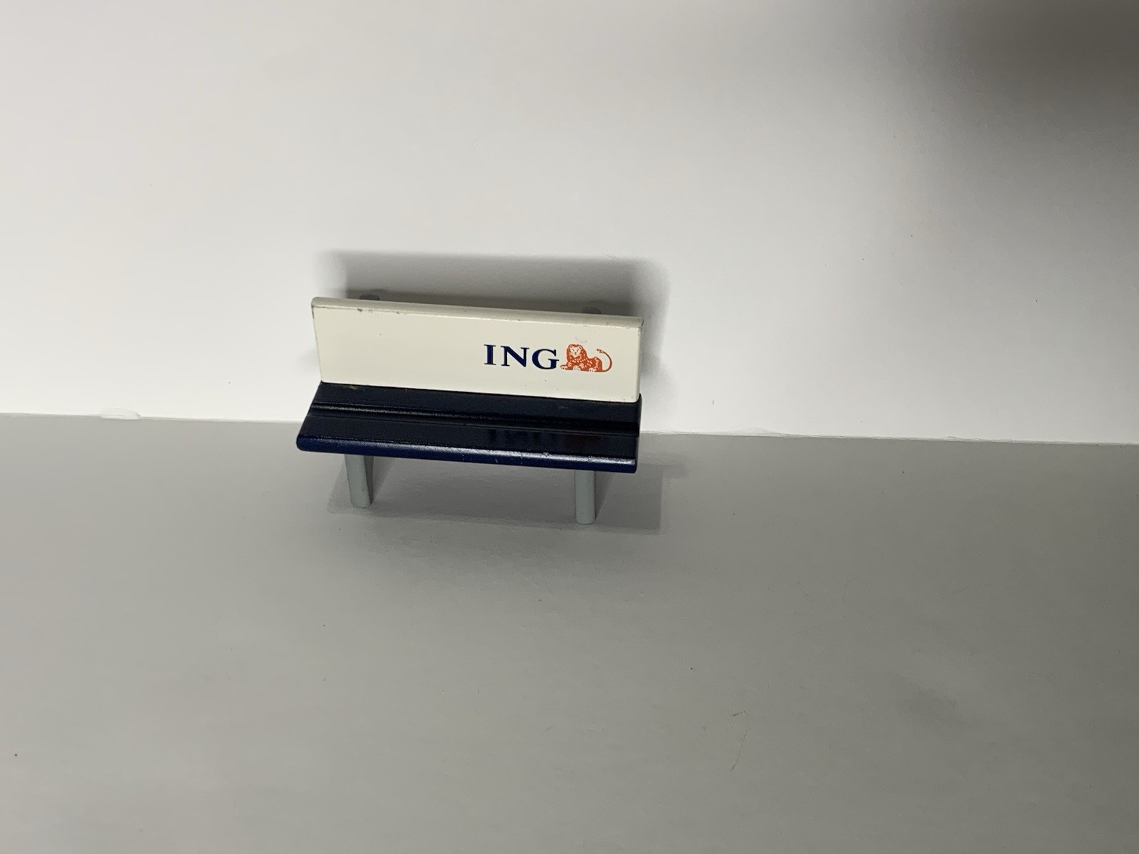 Vintage ING Bank Logo Wooden Bench Novelty Business Card Holder