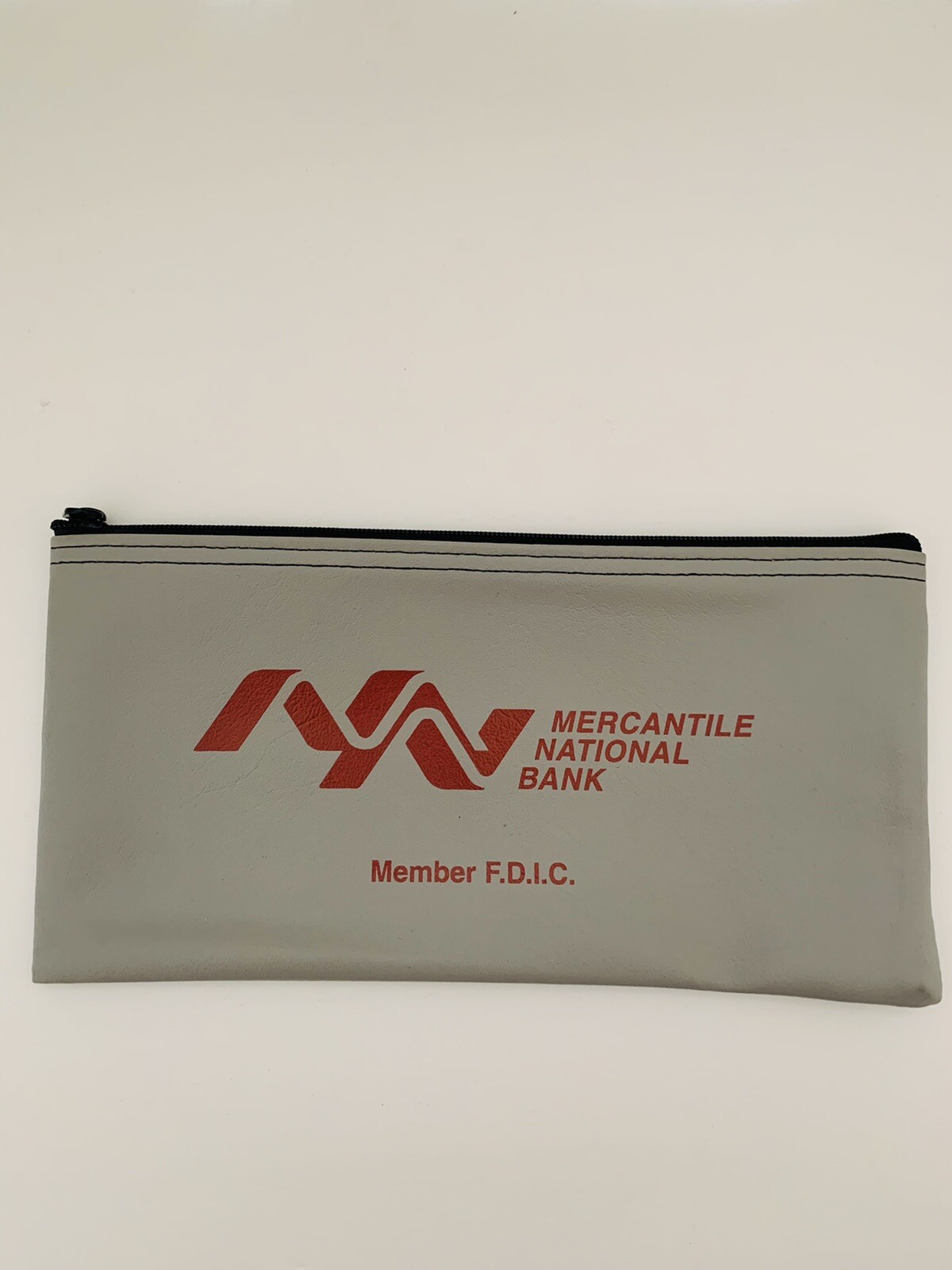 Mercantile National Bank Gray Check / Cash Pouch Bag