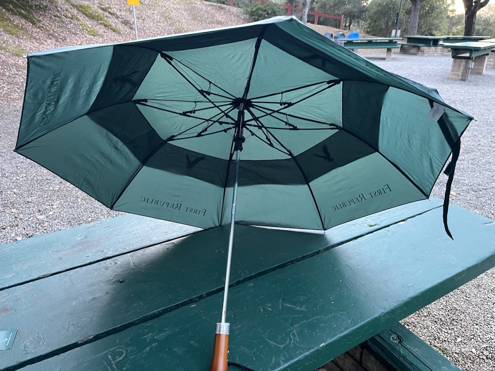 First Republic Bank Compact Folding Umbrella Wooden Handle Bankrupt Finance