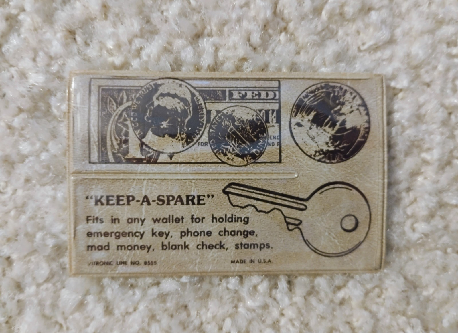 Vintage Keep-a-spare Vitronic “Berks Title Insurance Company” key/change holder.