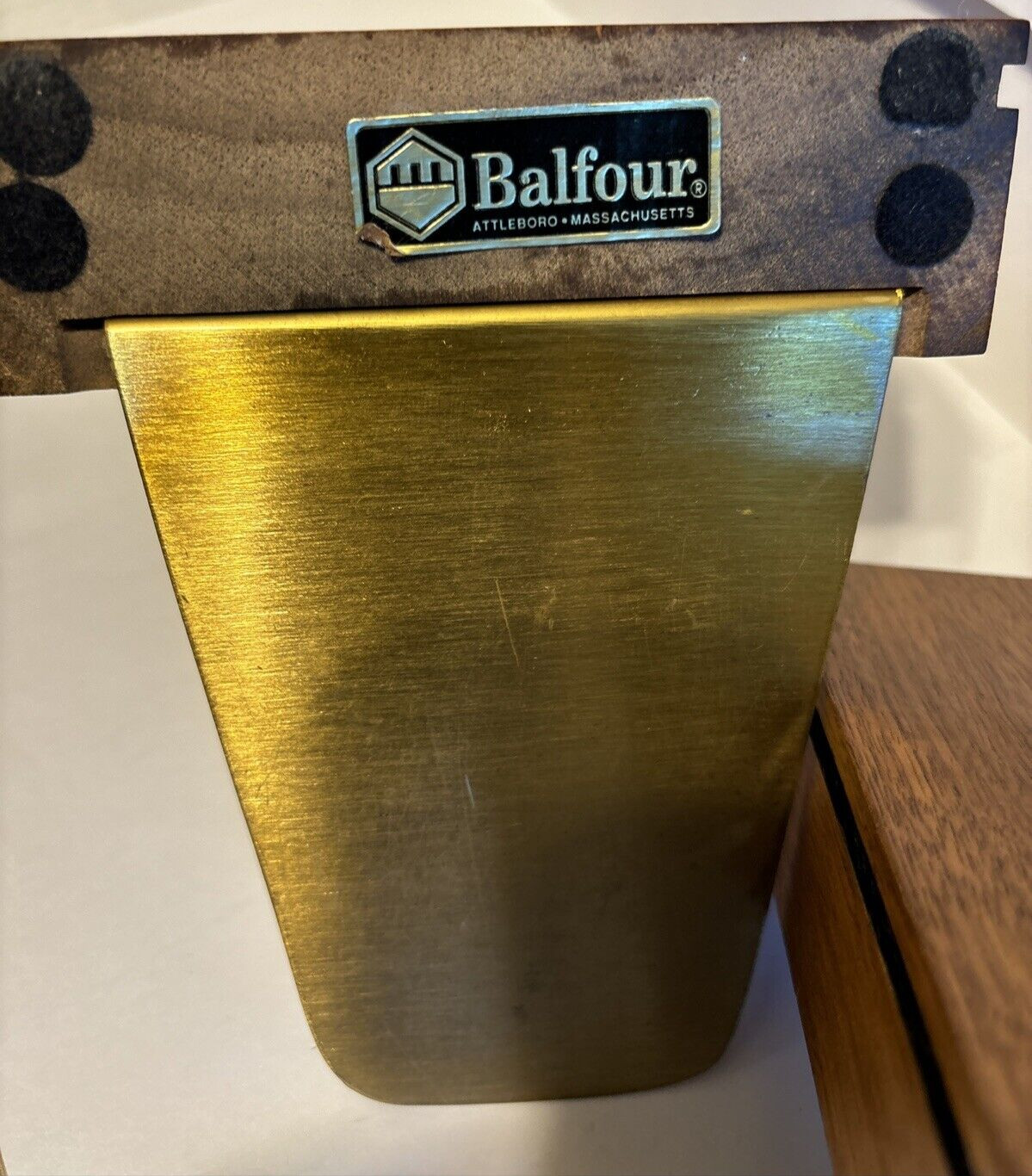Balfour USA Prudential Insurance Co. MCM Solid Walnut Wood & Brass Bookends