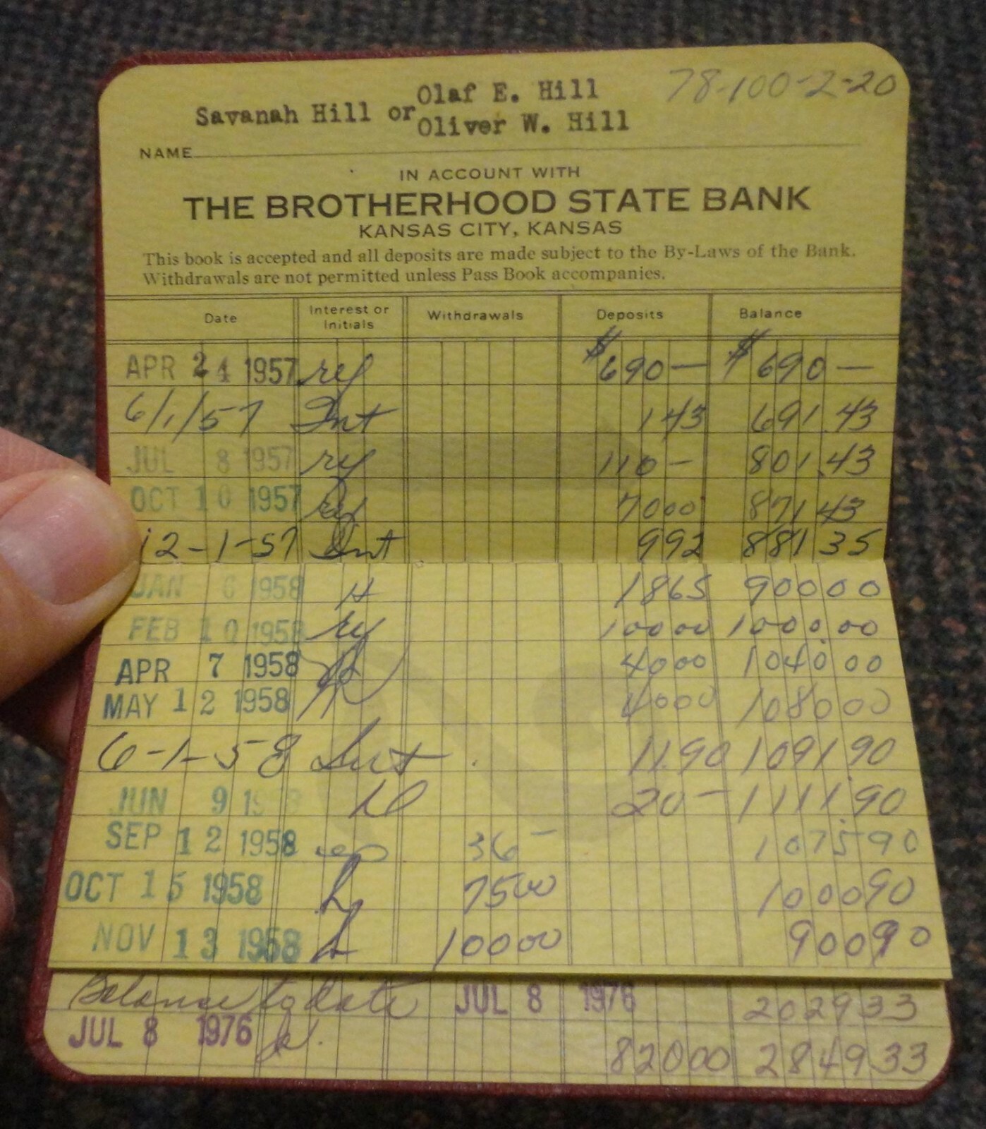 1950s-70s Kansas City Kansas Brotherhood State Bank account booklet