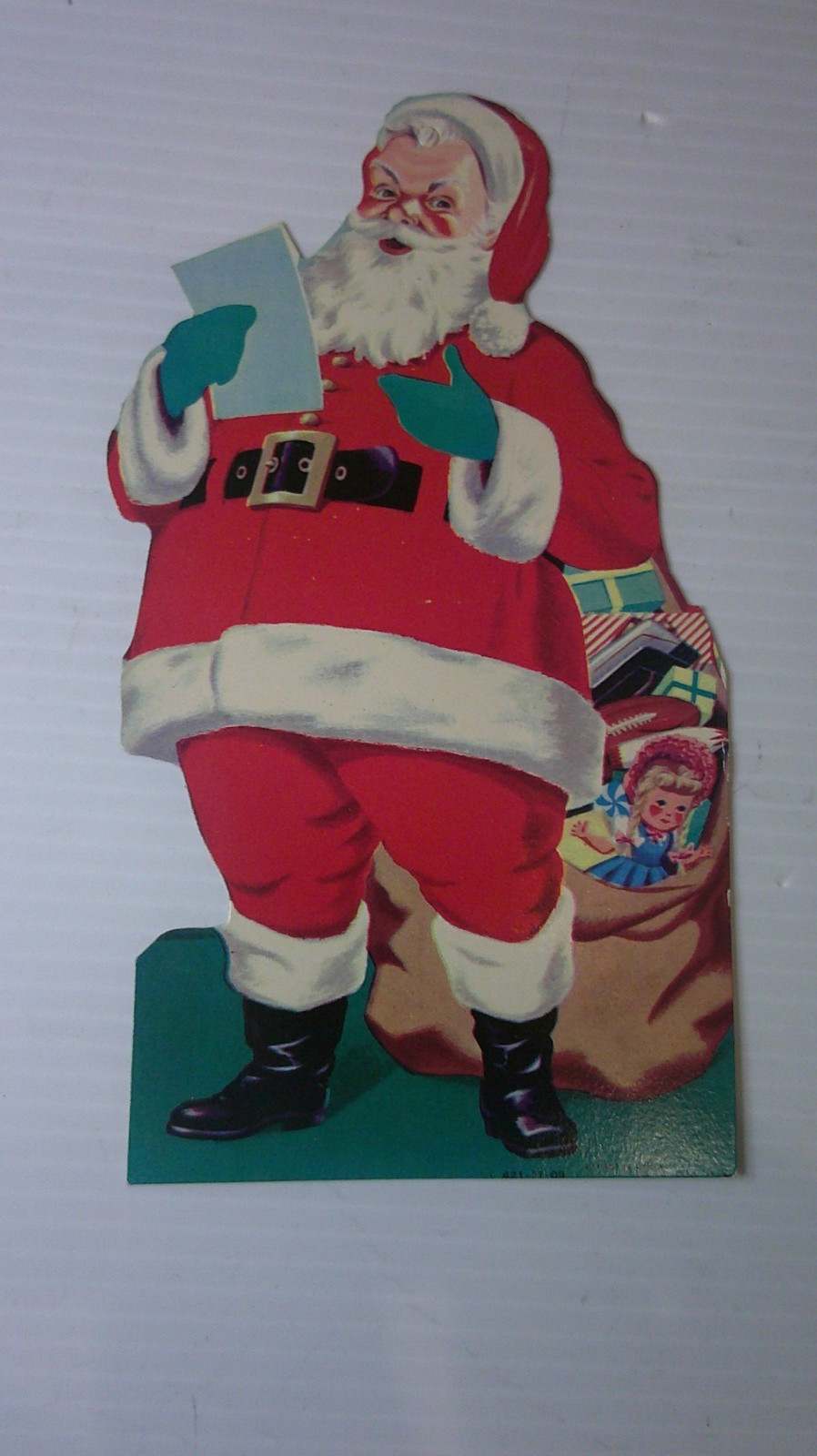 vintage die cut Santa Claus figure advertising American Trust Bank Whiting Ind.