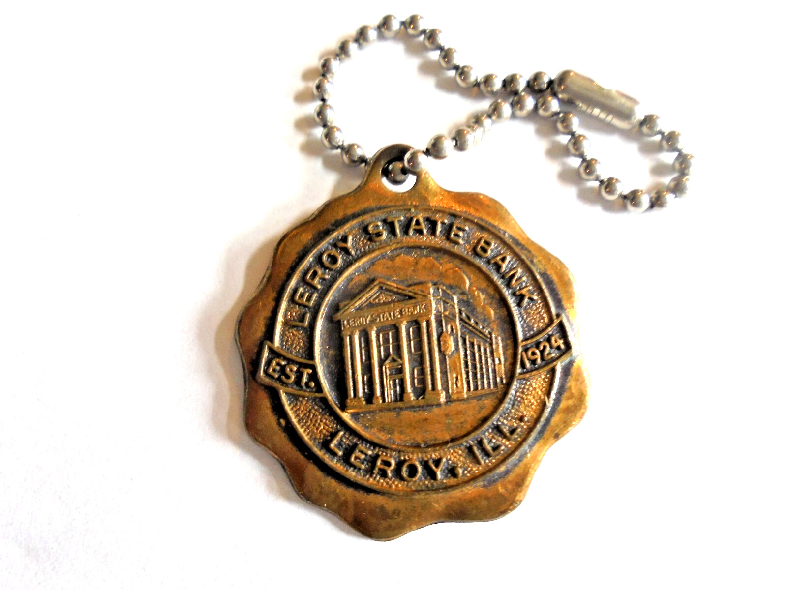Vintage Leroy Illinois State Bank if Found Return to Bank Advertising Keychain