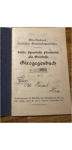 German Sparkasse Pforzheim 1937 Girogegenbuch Alo Beisel Heuer Baden-Württemberg