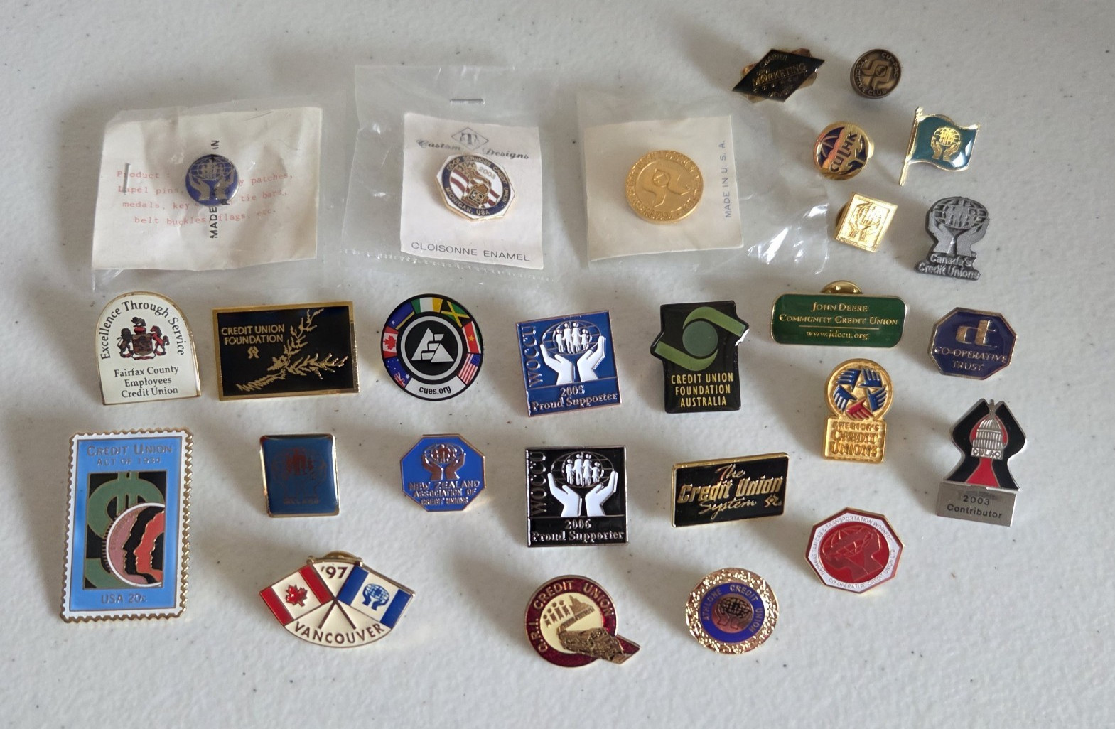 Credit Union Pin Lot WOCCU 1997 Cufa Enamel Banking Badge Employee Service Award