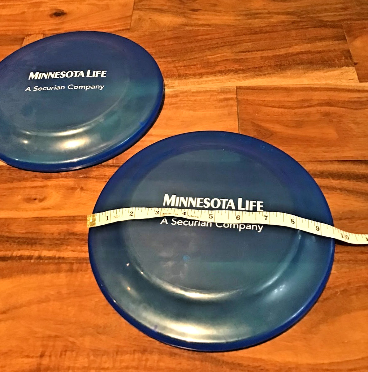 Minnesota Life Securian Blue Frisbee Flying Discs Promotional Item Lot of 2 EUC