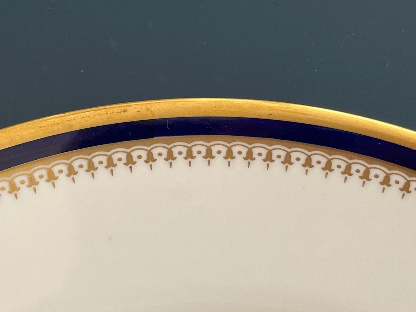 FIRST NATIONAL CITY BANK NY SPODE KNIGHTSBRIDGE COBALT 3 DINNER PLATES RARE!