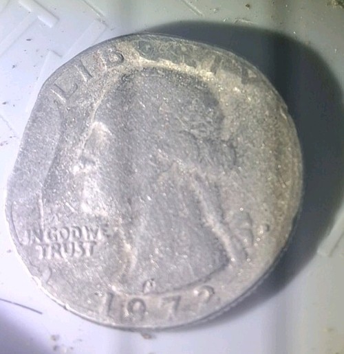 Washington D 1972. CLIPPED PLANCHET. STRUCK THROUGH GREASE. Filled In D. Errors