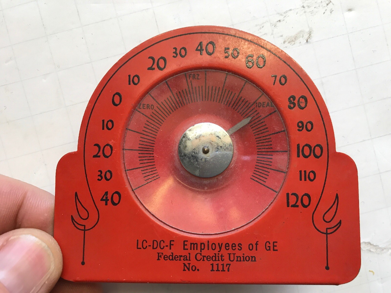 LC-DC-F Employees Of GE, Federal Credit Union Vintage Tin Thermometer