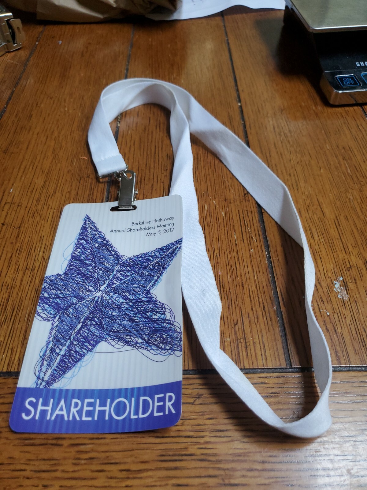 Berkshire Hathaway 2012 Shareholder Meeting Credentials Blue Star Warren Buffett