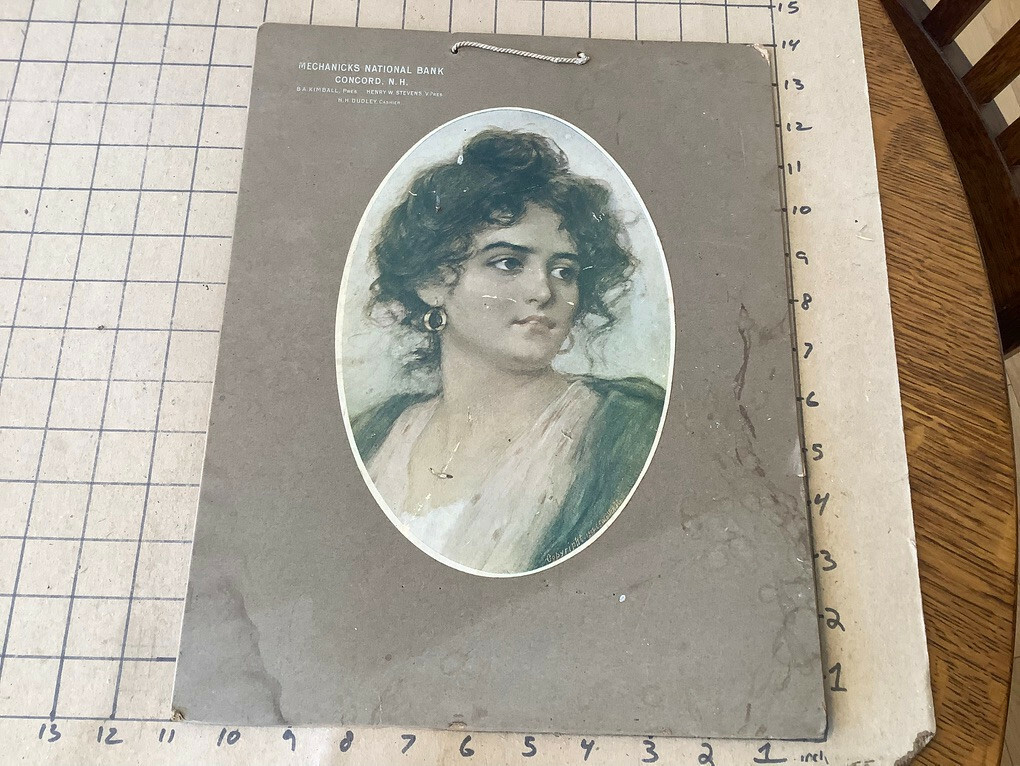 Original Vintage – MECHANICKS NATIONAL BANK concord NH – w girl image — 1902 —