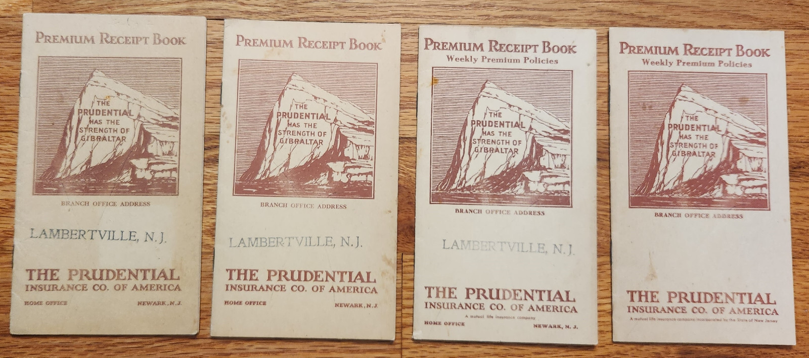 Prudential Insurance Premium Receipt Books (4) Lambertville NJ 1940s