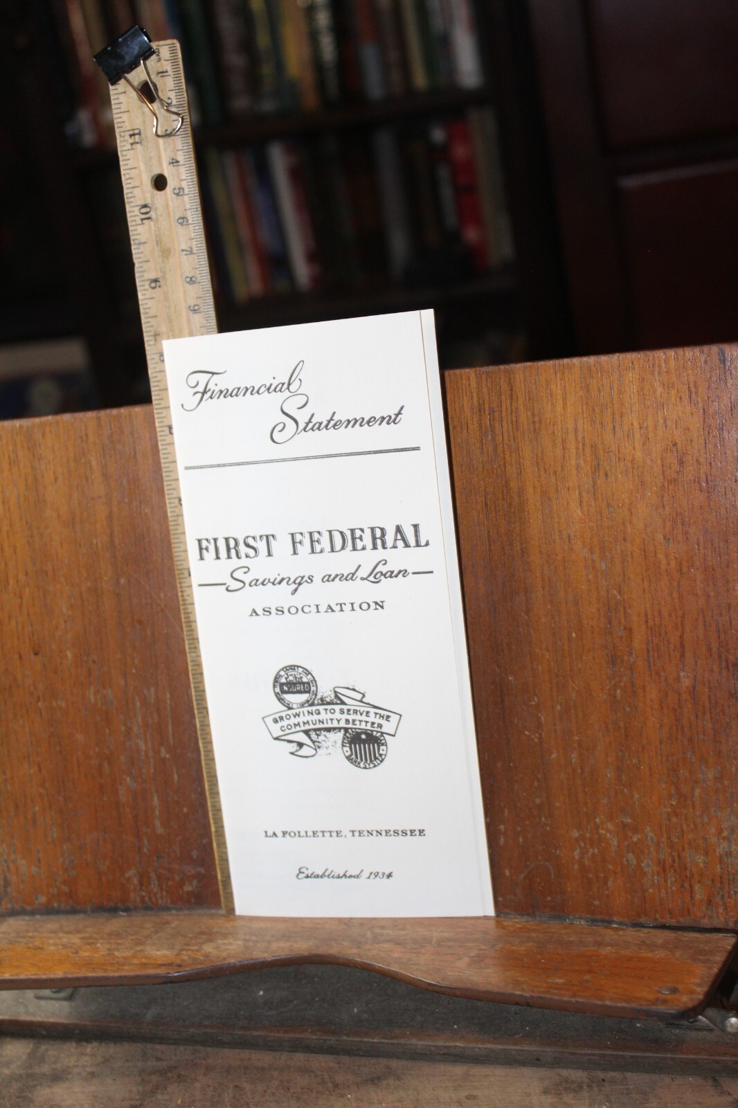 Vintage 1974 Financial Statement First Federal Savings & Loan LaFollette TN