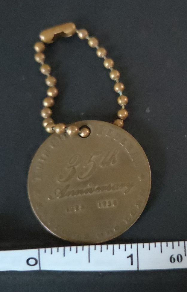 vintage 1958 Minnesota Centennial Twin City Federal Savings Loan Coin Keychain