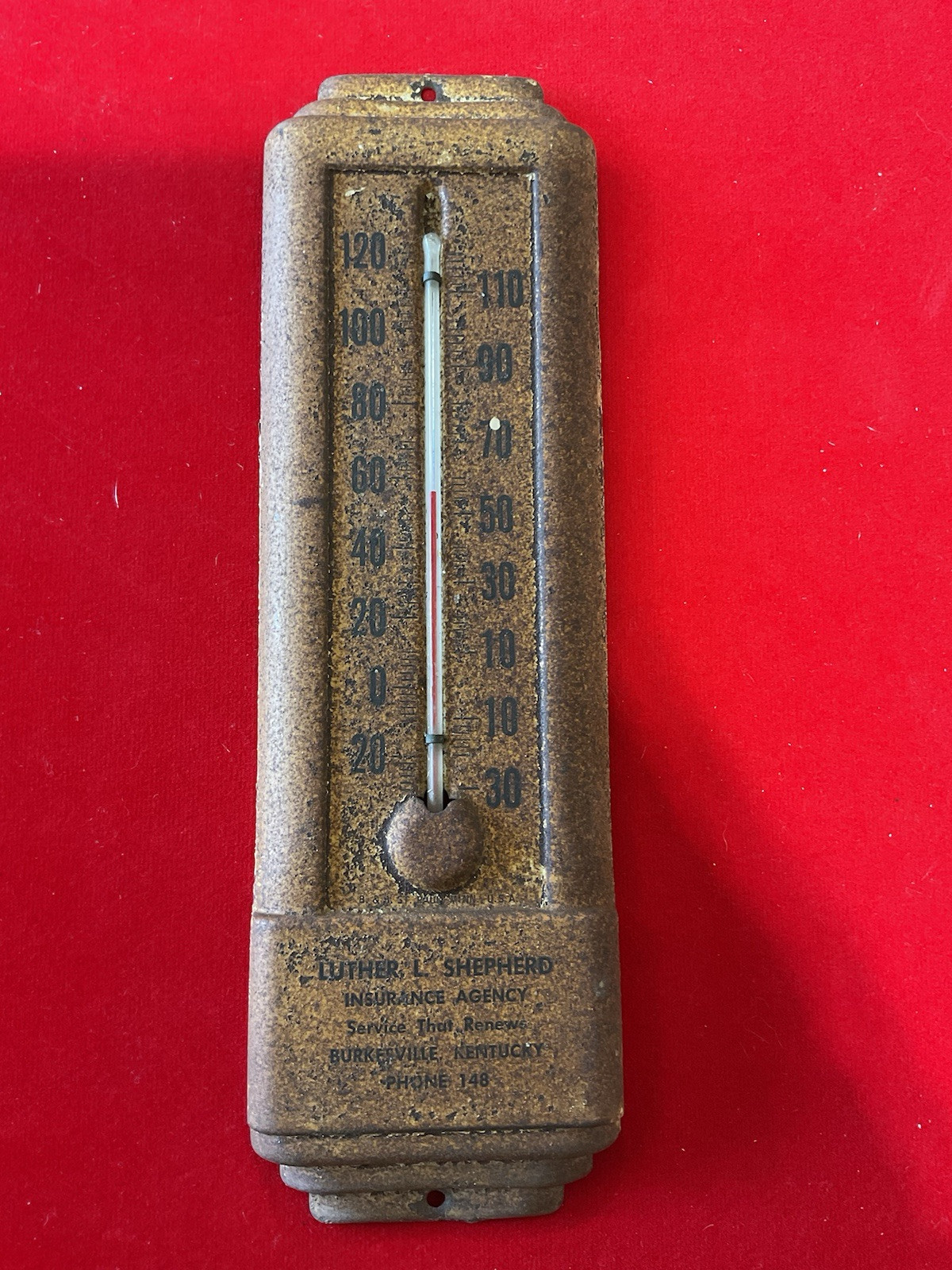 Vintage First National Bank Thermometer Russell Springs, Ky 42642