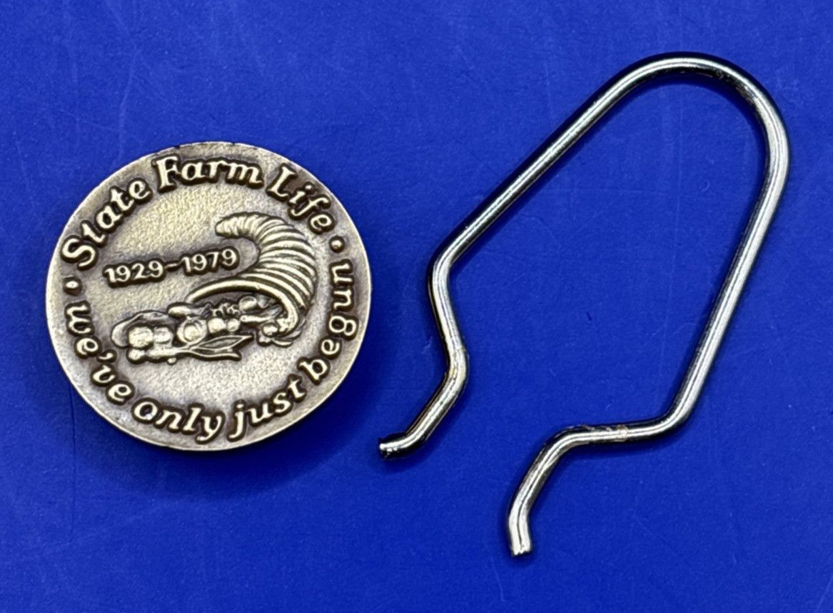 1979 State Farm Life 50th (Fiftieth) Anniversary 2″ Gold-colored Metal Keychain