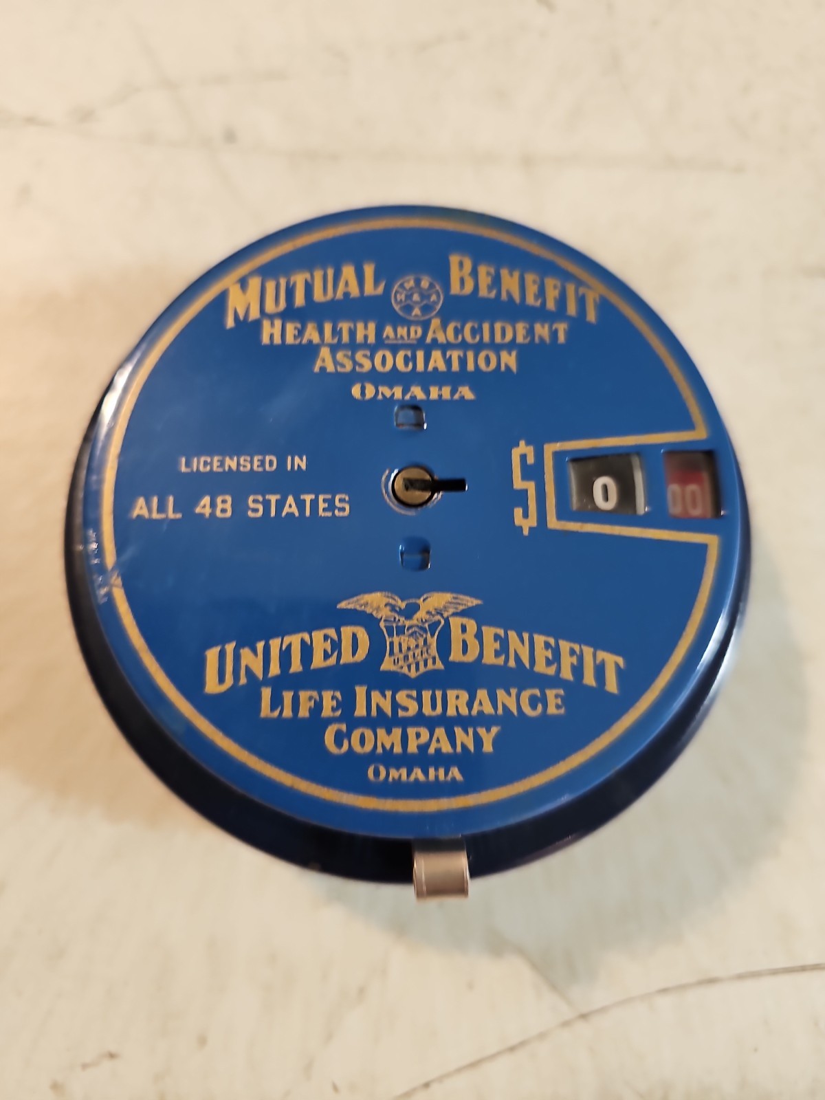 Vintage United Benefit Life Insurance Co. Tin Coin Bank. Add Bank