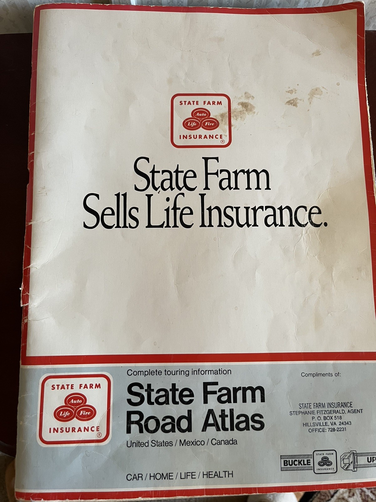 1993 Rand McNally State Farm Sells Life Insurance Full Size Road Atlas-11″x15.5″